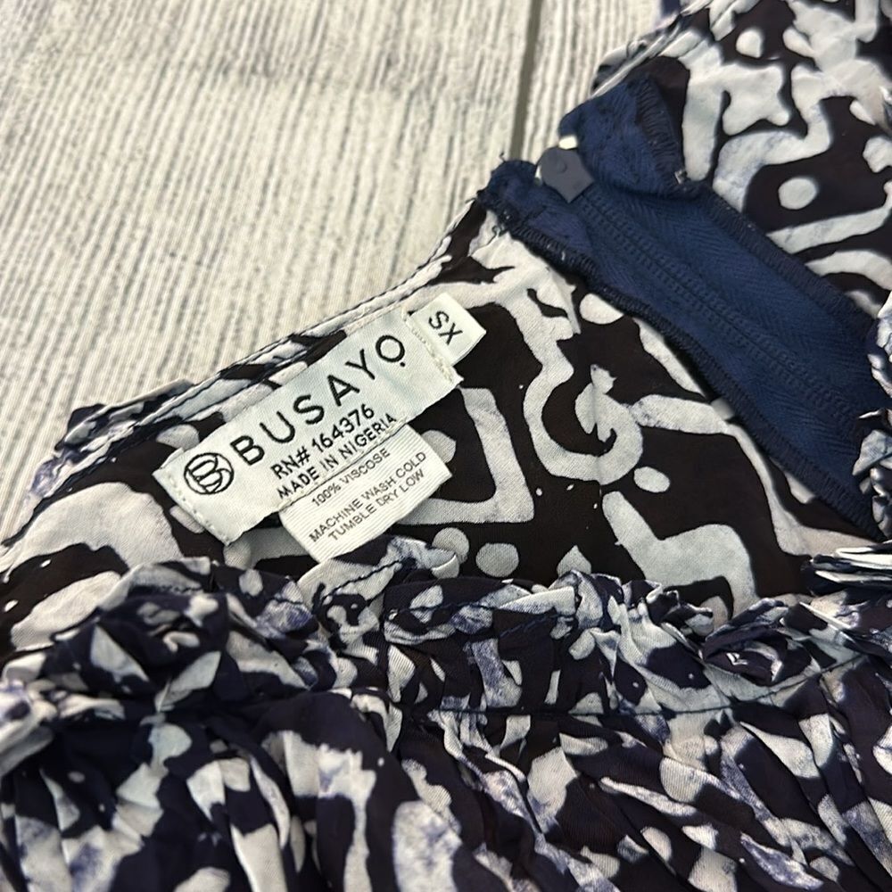 Purple Patterned High-Low Ruffle Dress - Picture 11 of 11